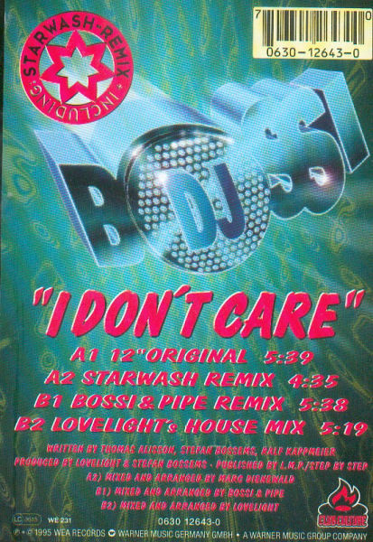 DJ Bossi - I Don't Care | Club Culture (0630-12643-0)