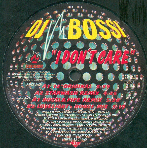 DJ Bossi - I Don't Care | Club Culture (0630-12643-0) - 2 DJ Bossi - I Don't Care | Club Culture (0630-12643-0) - 2