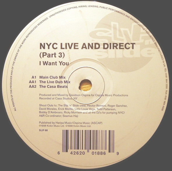 NYC Live And Direct - Part 3 - I Want You | Slip 'n' Slide (SLIP 88) - main NYC Live And Direct - Part 3 - I Want You | Slip 'n' Slide (SLIP 88) - main