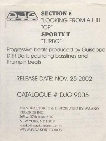 Section 8 / Sporty T - Looking From A Hill Top / Turbo | DJG Trax (DJG 9005) - main Section 8 / Sporty T - Looking From A Hill Top / Turbo | DJG Trax (DJG 9005) - main