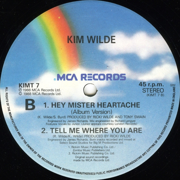 Kim Wilde - Hey Mister Heartache | MCA Records (KIMT 7) - 4