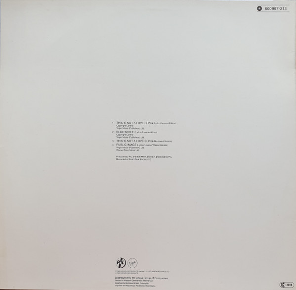 Public Image Limited - This Is Not A Love Song | Virgin (600 997) - 2 Public Image Limited - This Is Not A Love Song | Virgin (600 997) - 2