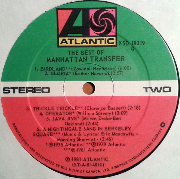 The Manhattan Transfer - The Best Of The Manhattan Transfer | Atlantic (XSD 19319) - 3 The Manhattan Transfer - The Best Of The Manhattan Transfer | Atlantic (XSD 19319) - 3