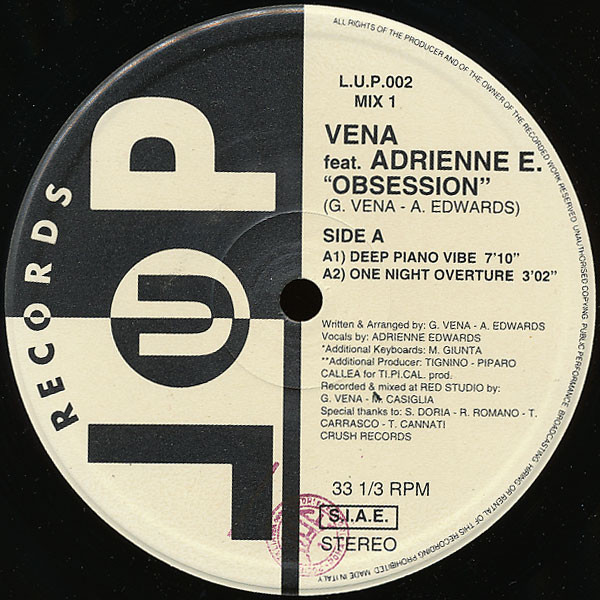 Giacomo Vena Feat. Adrienne Edwards - Obsession | LUP Records (L.U.P.002)