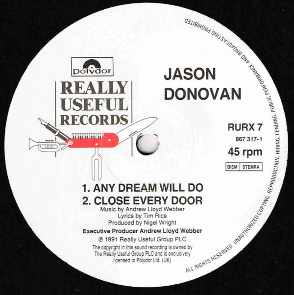 Jason Donovan - Any Dream Will Do | Really Useful Records (RURX 7) - 3 Jason Donovan - Any Dream Will Do | Really Useful Records (RURX 7) - 3