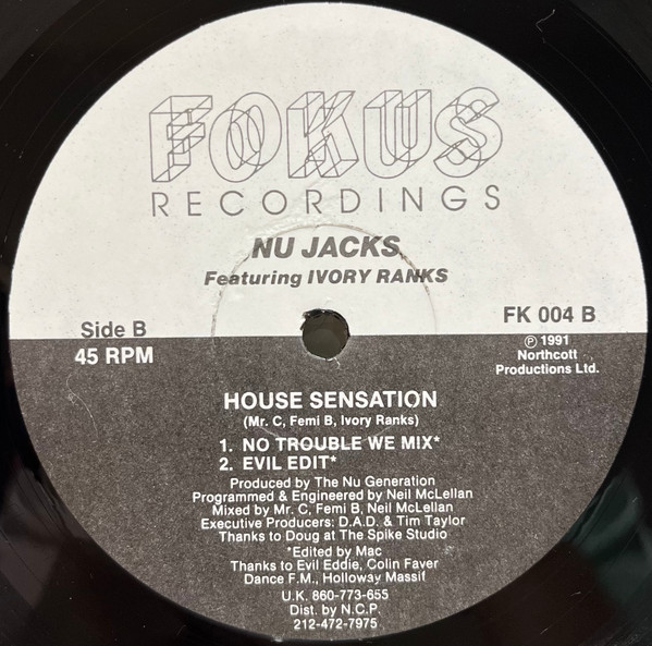 Nu Jacks Featuring Ivory Ranks - House Sensation | Fokus Recordings (FK 004) - main