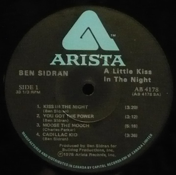 Ben Sidran - A Little Kiss In The Night | Arista (AB 4178) - 3 Ben Sidran - A Little Kiss In The Night | Arista (AB 4178) - 3