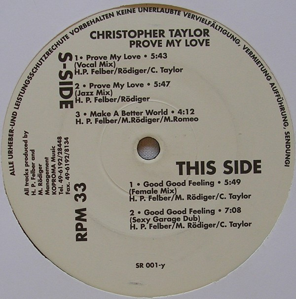 Christopher Taylor - Prove My Love | Supreme Records (SR 001) - 2