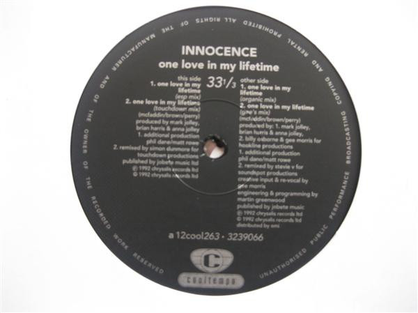 Innocence - One Love In My Lifetime | Cooltempo (12cool263) - 3 Innocence - One Love In My Lifetime | Cooltempo (12cool263) - 3