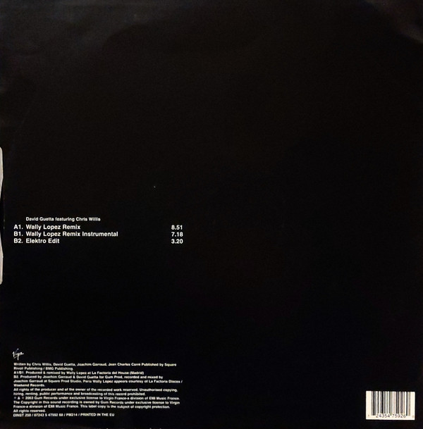 David Guetta Featuring Chris Willis - Just A Little More Love | Virgin (DINST 250) - 2
