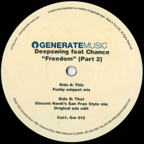 Deepswing Feat Chance - Freedom (Part 2) | Generate Music (Gm 012)