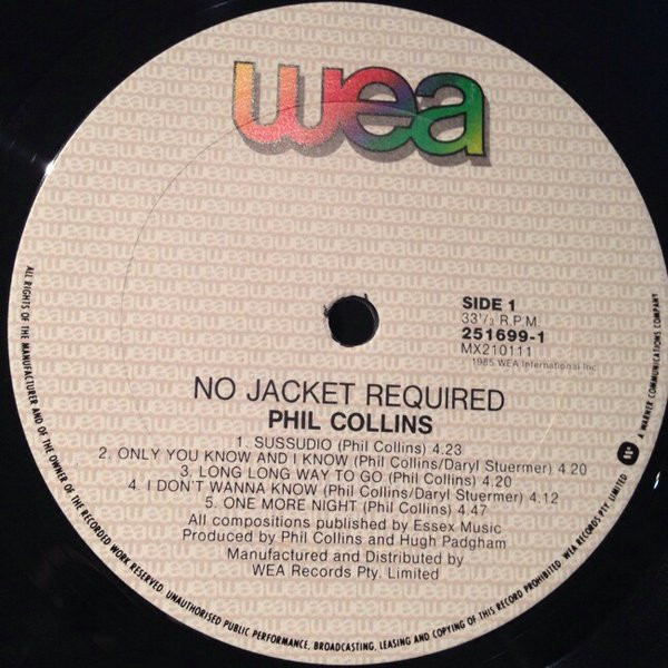 Phil Collins - No Jacket Required | WEA (251699-1) - 3