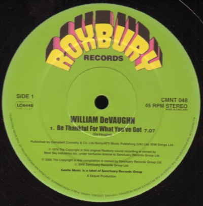William DeVaughn - Be Thankful For What You've Got / Blood Is Thicker Than Water | Castle Music (CMNT 048) - main