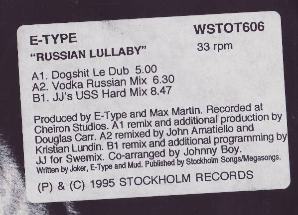 E-Type - Russian Lullaby | Stockholm Records (WSTOT606) - 2