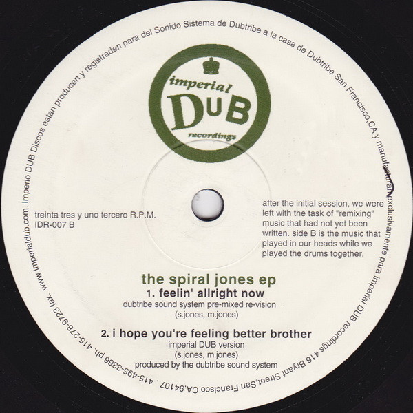 Dubtribe Sound System - The Spiral Jones EP | Imperial Dub Recordings (IDR-007) - 2 Dubtribe Sound System - The Spiral Jones EP | Imperial Dub Recordings (IDR-007) - 2