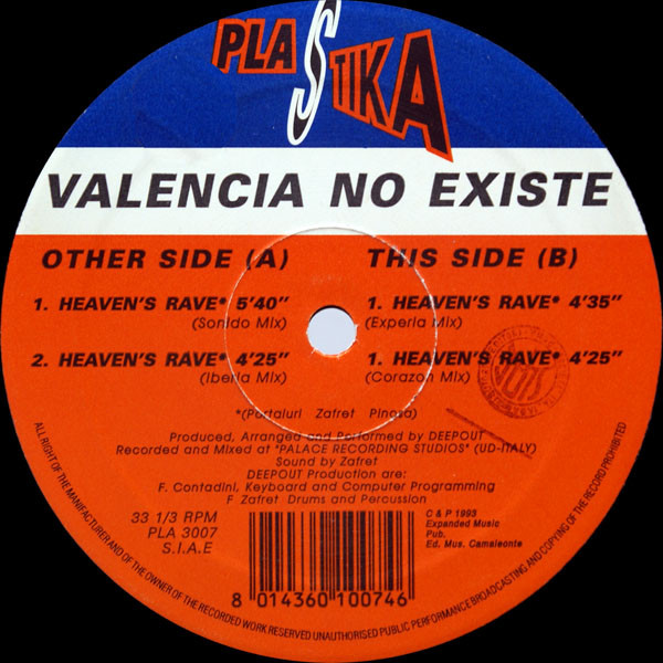 Valencia No Existe - Heaven's Rave | Plastika (PLA 3007) - main