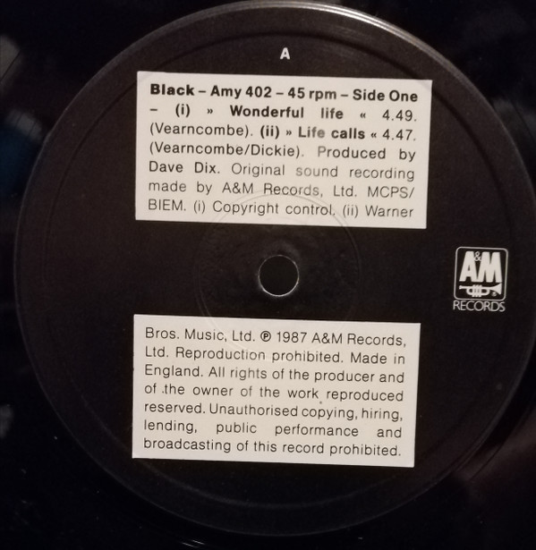 Black - Wonderful Life | A&M Records (Amy 402) - 3