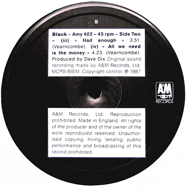 Black - Wonderful Life | A&M Records (Amy 402) - 4