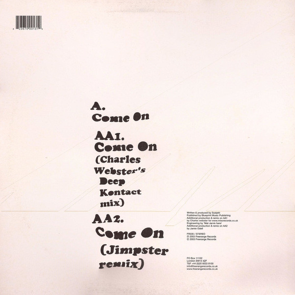 Subjekt - Come On | Freerange Records (FR035) - 2 Subjekt - Come On | Freerange Records (FR035) - 2