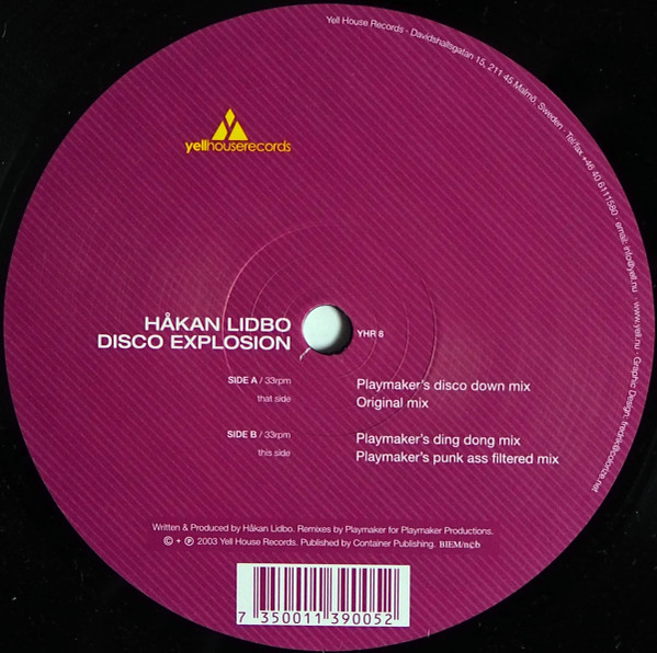 Håkan Lidbo - Disco Explosion | Yellhouse Records (YHR 8) - main