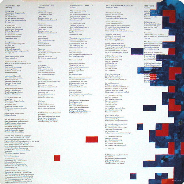 Paul McCartney - Tug Of War | Parlophone (3C 064-64750) - 5 Paul McCartney - Tug Of War | Parlophone (3C 064-64750) - 5