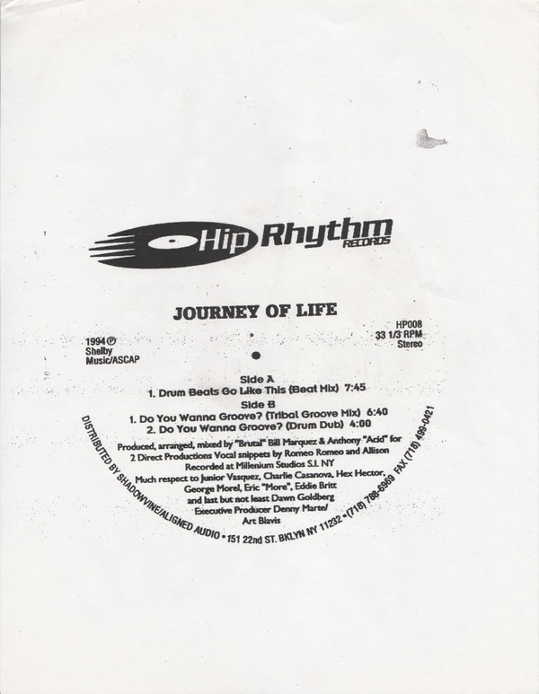 Journey Of Life - Drum Beats Go Like This / Do You Wanna Groove? | Hip Rhythm Records (HP008) - 3 Journey Of Life - Drum Beats Go Like This / Do You Wanna Groove? | Hip Rhythm Records (HP008) - 3