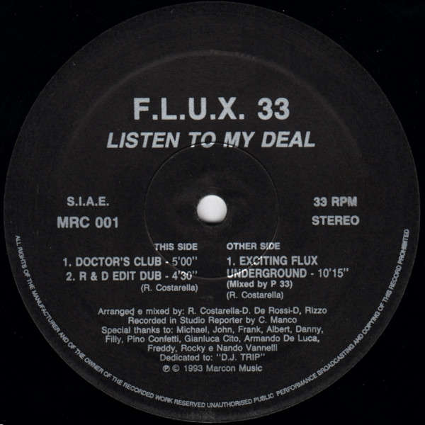 F/L/U/X 33 - Listen To My Deal | Marcon Music (MRC 001) - main F/L/U/X 33 - Listen To My Deal | Marcon Music (MRC 001) - main