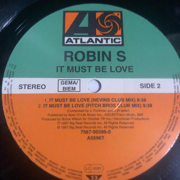 Robin S - It Must Be Love | Atlantic (7567-95596-0) - 4