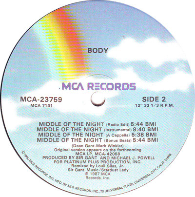 Body - Middle Of The Night | MCA Records (MCA-23759) - 3