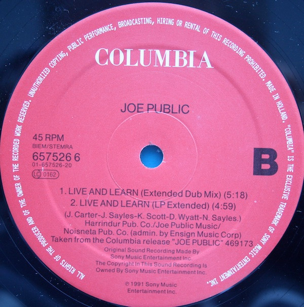 Joe Public - Live And Learn | Columbia (657526 6) - 4 Joe Public - Live And Learn | Columbia (657526 6) - 4