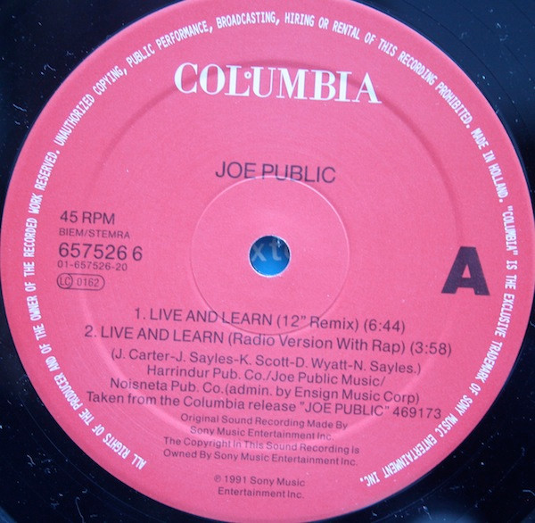 Joe Public - Live And Learn | Columbia (657526 6) - 3 Joe Public - Live And Learn | Columbia (657526 6) - 3