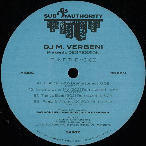 DJ M. Verbeni Presents Degression - Pump The Voice | Sub Authority (SAR02)
