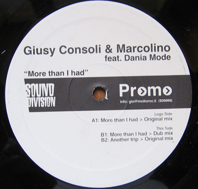 Giusy Consoli & Marcolino Feat. Dania Mode - More Than I Had | Sound Division (SD0069) - main Giusy Consoli & Marcolino Feat. Dania Mode - More Than I Had | Sound Division (SD0069) - main