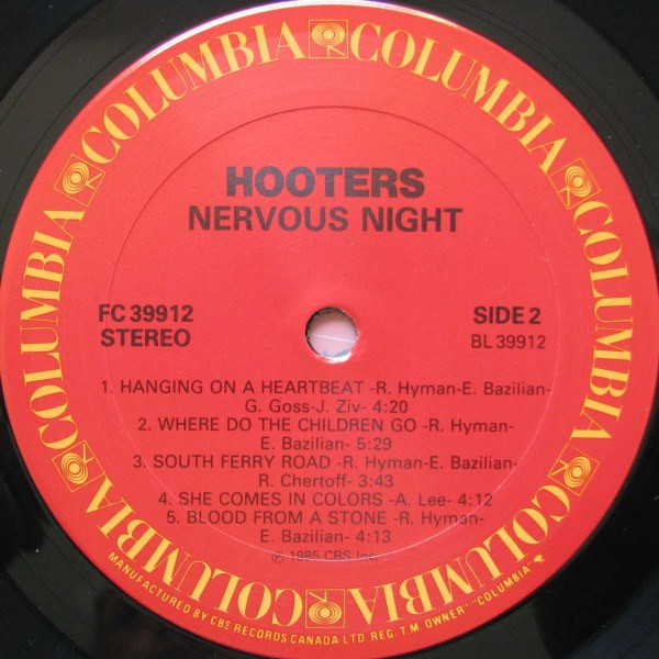 Hooters - Nervous Night | Columbia (FC 39912) - 4 Hooters - Nervous Night | Columbia (FC 39912) - 4