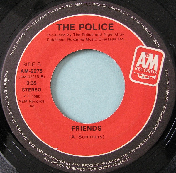 The Police - De Do Do Do, De Da Da Da / Friends | A&M Records (AM-2275) - 2