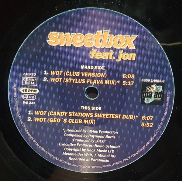 Sweetbox Feat. Jon - Wot | Maad Records (0630 14958-0) - 3 Sweetbox Feat. Jon - Wot | Maad Records (0630 14958-0) - 3