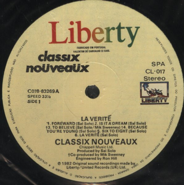 Classix Nouveaux - La Verité | Liberty (11C 078-83269) - 3