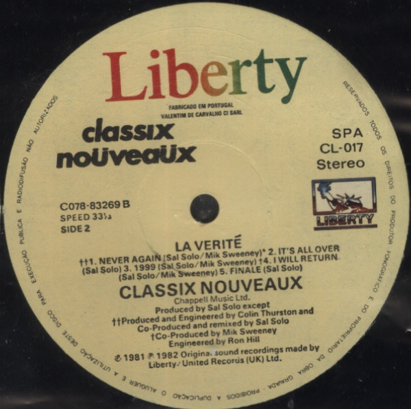 Classix Nouveaux - La Verité | Liberty (11C 078-83269) - 4