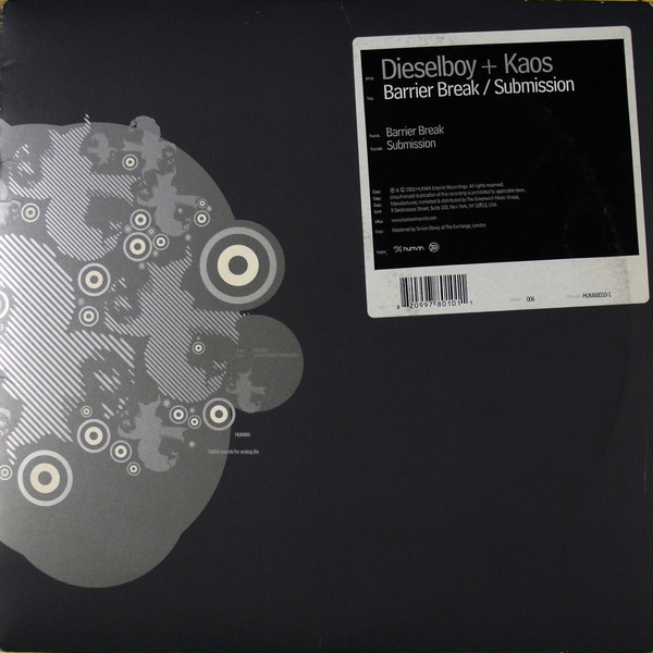 Dieselboy & Kaos - Barrier Break / Submission | Human Imprint Recordings (HUMA8010-1) - main