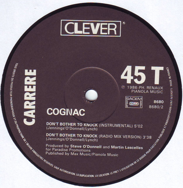 Cognac - Don't Bother To Knock | Carrere (8680) - 4