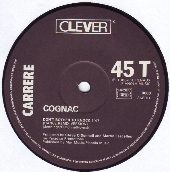 Cognac - Don't Bother To Knock | Carrere (8680) - 3