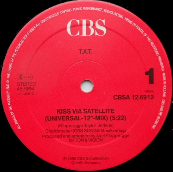 T.X.T. - Kiss Via Satellite | CBS (CBSA 12.6912) - 3