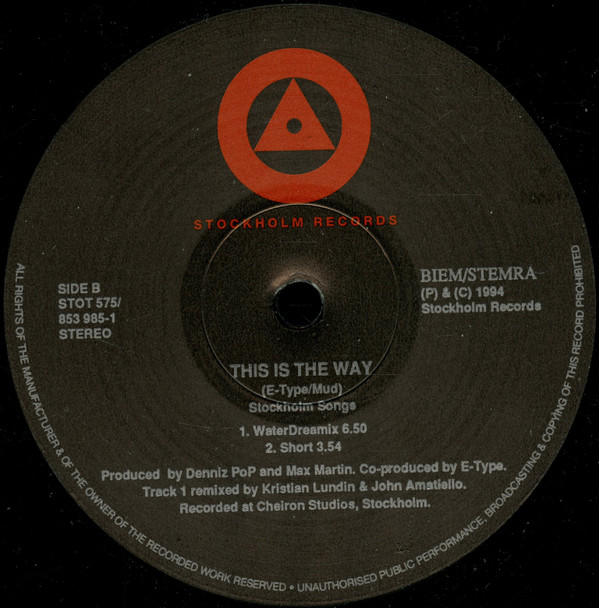 E-Type - This Is The Way | Stockholm Records (853 985-1) - 2