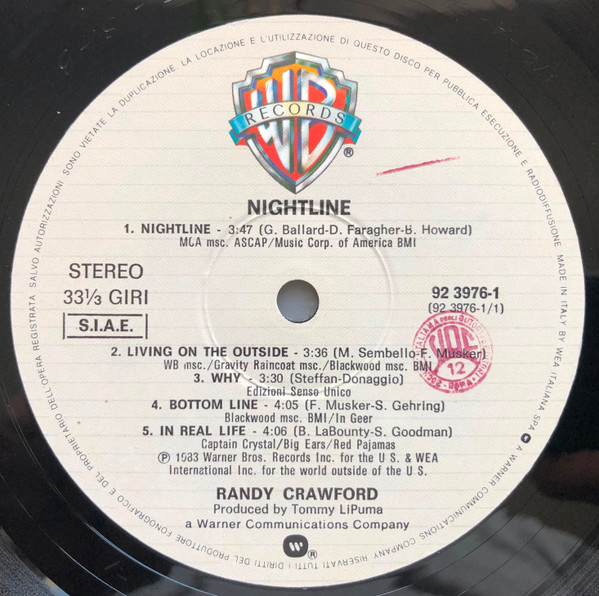 Randy Crawford - Nightline | Warner Bros. Records (92-3976-1) - 3