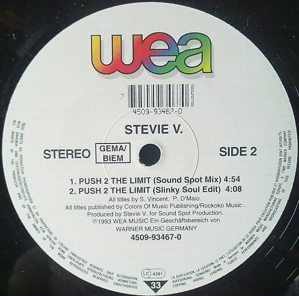 Stevie V. - Push 2 The Limit | WEA (4509-93467-0) - 2