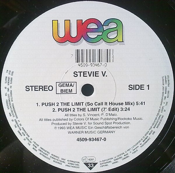Stevie V. - Push 2 The Limit | WEA (4509-93467-0) - main