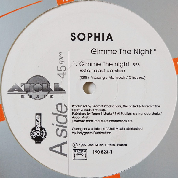 Sophia - Gimme The Night | Ouragan (190 823-1)