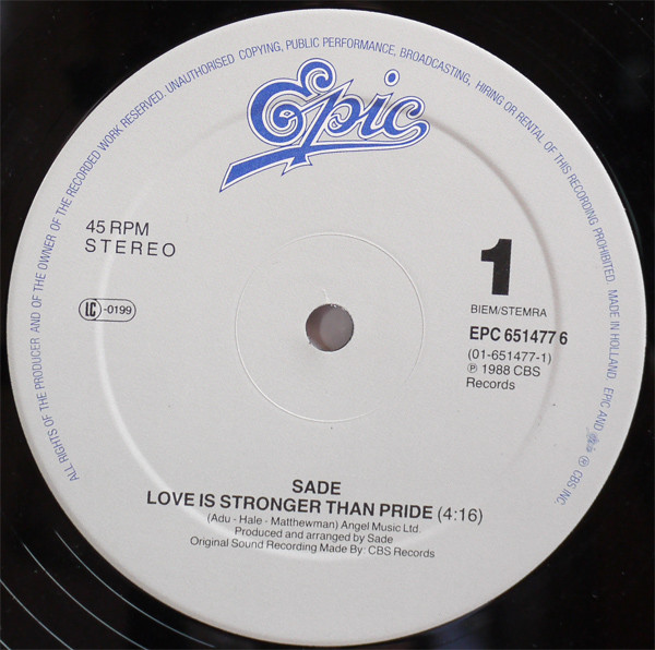 Sade - Love Is Stronger Than Pride | Epic (EPC 651477 6) - 3