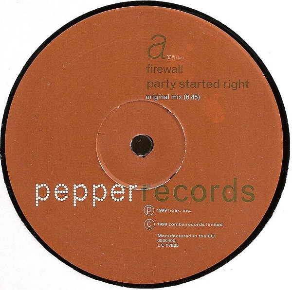 Firewall - Party Started Right | Pepper Records (0530400) - 2 Firewall - Party Started Right | Pepper Records (0530400) - 2