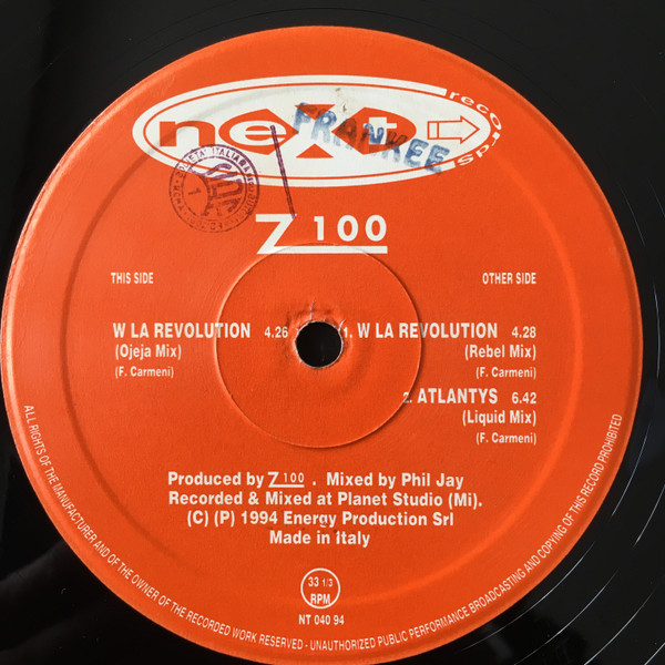 Z100 - W La Revolution | Next Records (NT 040 94) - 3 Z100 - W La Revolution | Next Records (NT 040 94) - 3